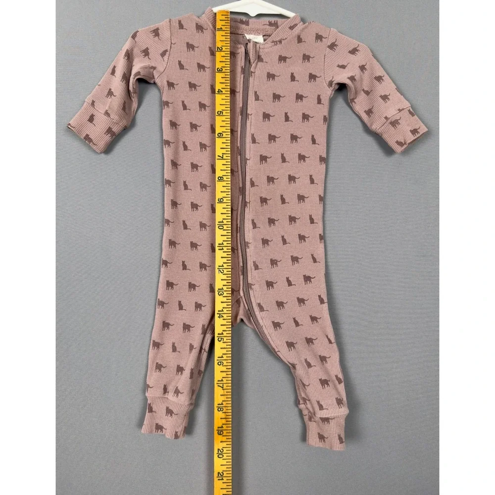 Kate Quinn NB‎ Baby Zip Romper Organic Cotton Pink Animal Print Footless